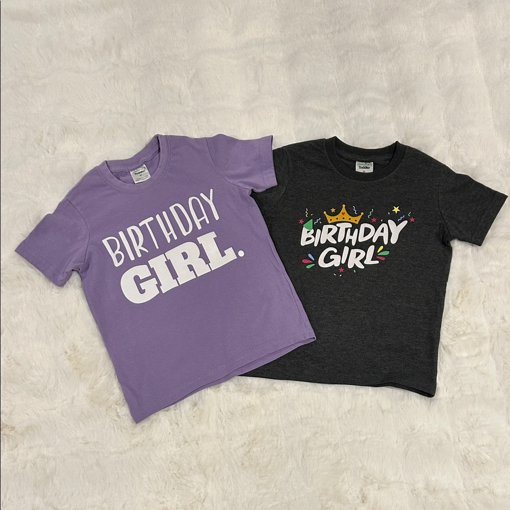Birthday Girl Short Sleeve Tee Set - Lavender and Charcoal
